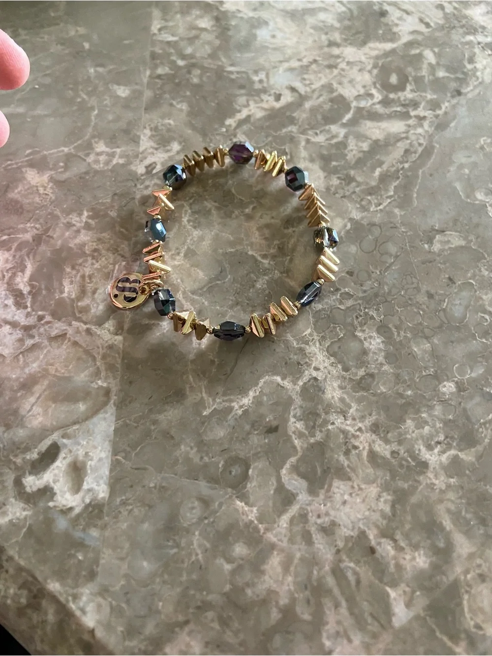 Lot of 2 Crystal Stretch Bracelets with Signature Charm